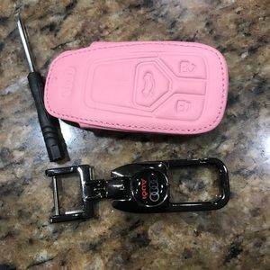 New Audi key chain with pink pouch